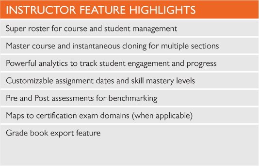 INSTRUCTOR FEATURE HIGHLIGHTS